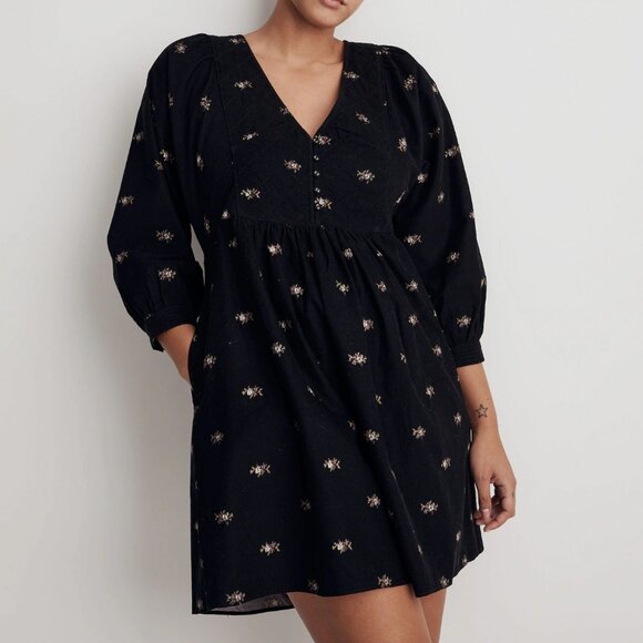 Madewell Dresses & Skirts - Corduroy Quilted-Bib Mini Dress in Blurred Ikat